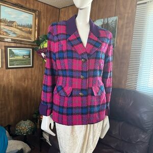 Vintage Plaid Wool and Angora Blazer